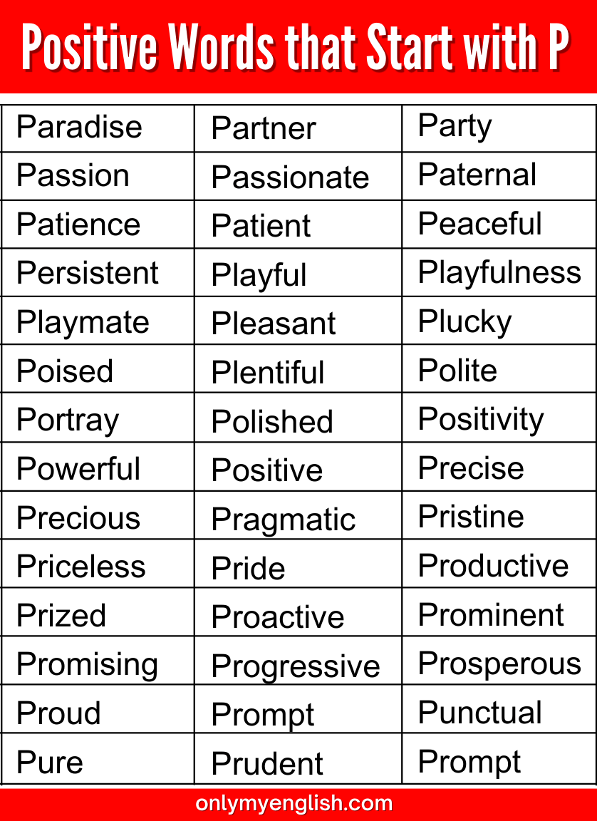 positive words that start with p