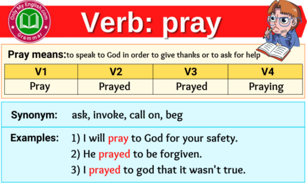 pray verb forms v1 v2 v3 past tense and past participle