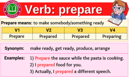 prepare verb forms v1 v2 v3 past tense and past participle