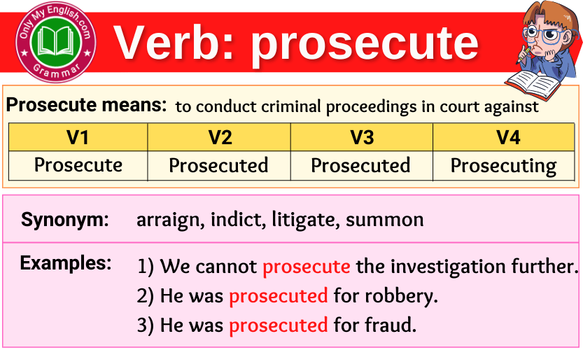 prosecute verb forms v1 v2 v3 past tense and past participle-min