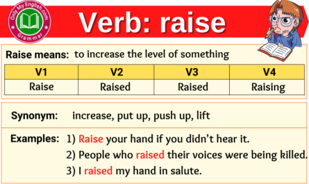 raise verb forms v1 v2 v3 past tense and past participle