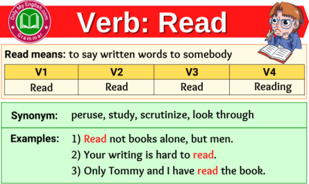 read verb forms v1 v2 v3 past tense and past participle