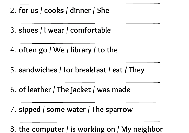 Rearrange Jumbled Sentences with Answers