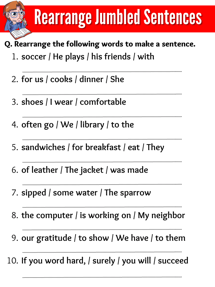 Worksheets On Jumbled Sentences For Grade 6