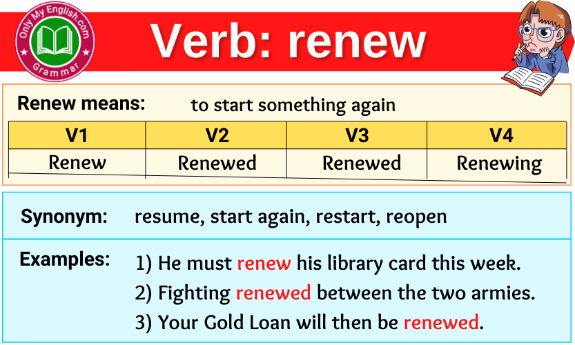 renew verb forms v1 v2 v3 past tense and past participle-min