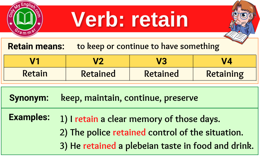 Retain Verb Forms Past Tense Past Participle V1V2V3