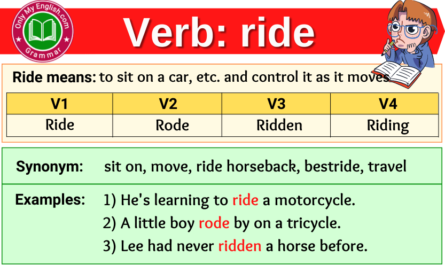 ride verb forms v1 v2 v3 past tense and past participle