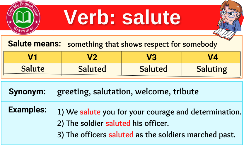 salute verb forms v1 v2 v3 past tense and past participle-min