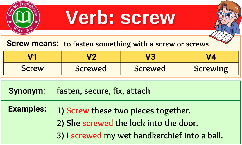 screw verb forms v1 v2 v3 past tense and past participle-min