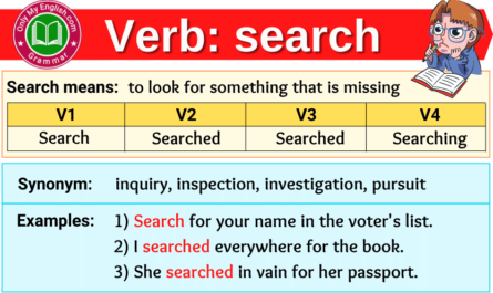 search verb forms v1 v2 v3 past tense and past participle