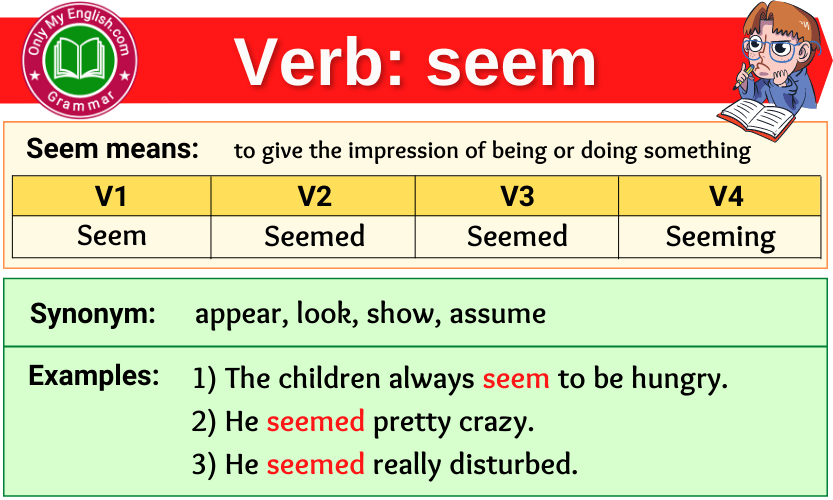 Seem Verb Forms Past Tense Past Participle V1V2V3