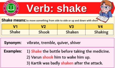 shake verb forms v1 v2 v3 past tense and past participle