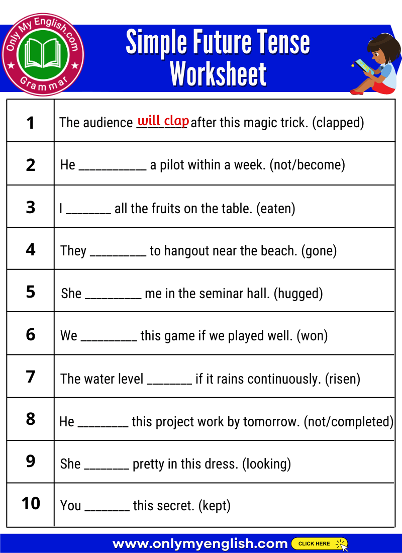 Future Tense Sentences Worksheet