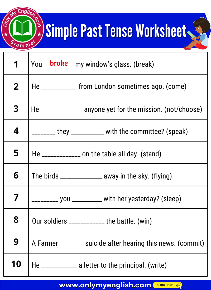 simple past tense exercise with answer onlymyenglish