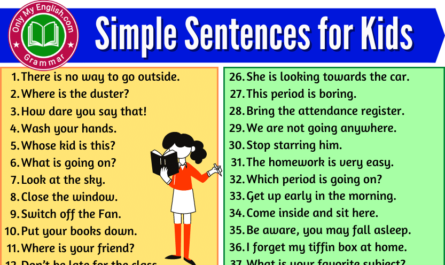 simple sentences for kids