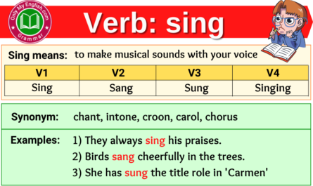 sing verb forms v1 v2 v3 past tense and past participle