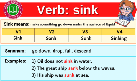 sink verb forms v1 v2 v3 past tense and past participle