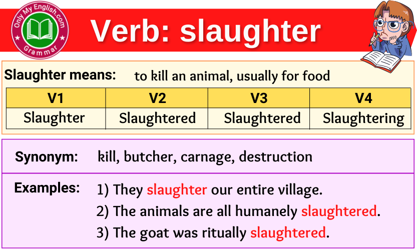 Slaughter Verb Forms Past Tense Past Participle V1V2V3