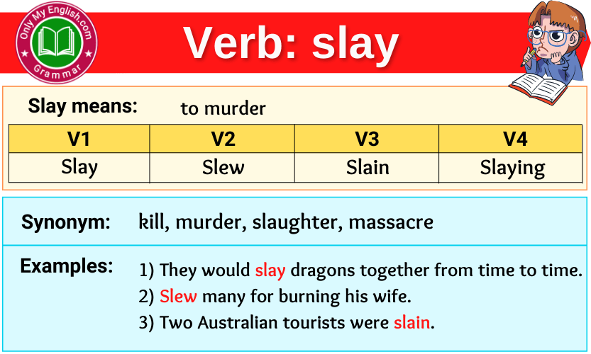 Slay Past Simple, Simple Past Tense of Slay, Past Participle, V1 V2 V3 Form  Of Slay Whe…