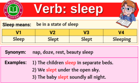 sleep verb forms v1 v2 v3 past tense and past participle