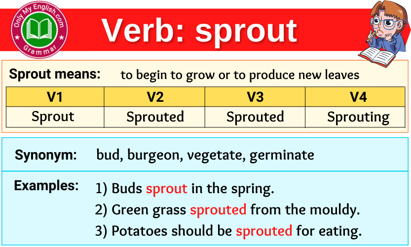 Sprout Verb Forms - Past Tense, Past Participle & V1V2V3