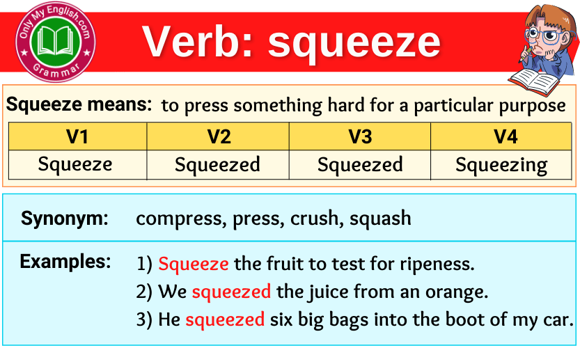 squeeze verb forms v1 v2 v3 past tense and past participle-min