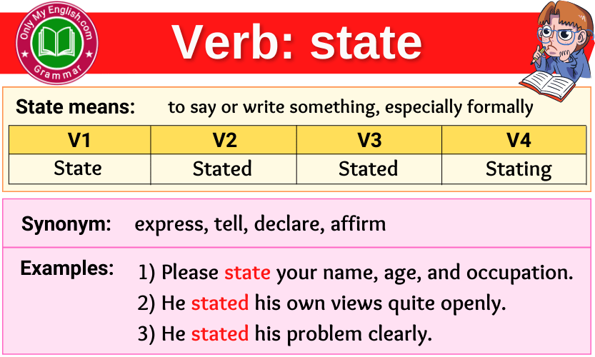 State Verb Forms Past Tense Past Participle V1V2V3 Onlymyenglish