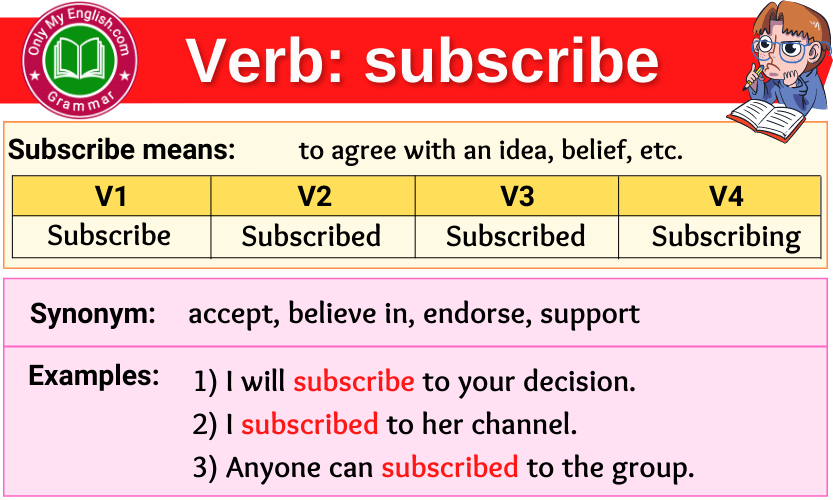 subscribe verb forms v1 v2 v3 past tense and past participle-min