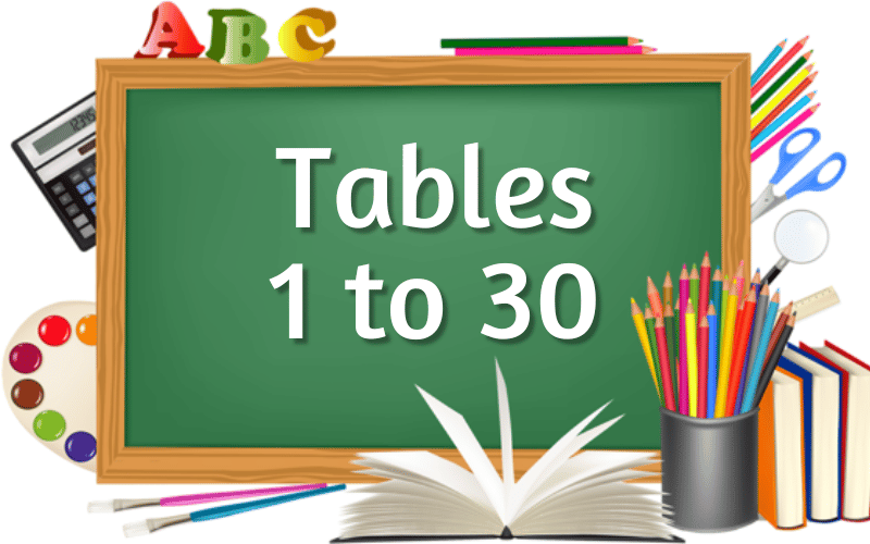 Tables 1 to 30 – Multiplication Tables 1 to 30