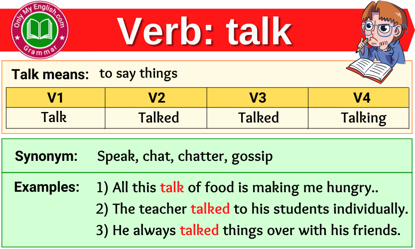 Talk Verb Forms Past Tense Past Participle V1V2V3 Onlymyenglish