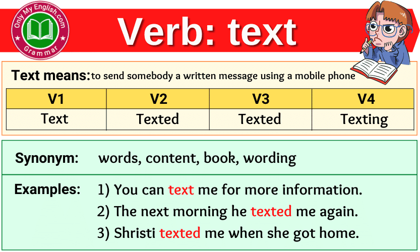text verb forms v1 v2 v3 past tense and past participle