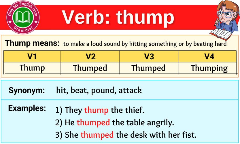 thump verb forms v1 v2 v3 past tense and past participle-min