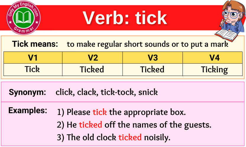 tick verb forms v1 v2 v3 past tense and past participle-min