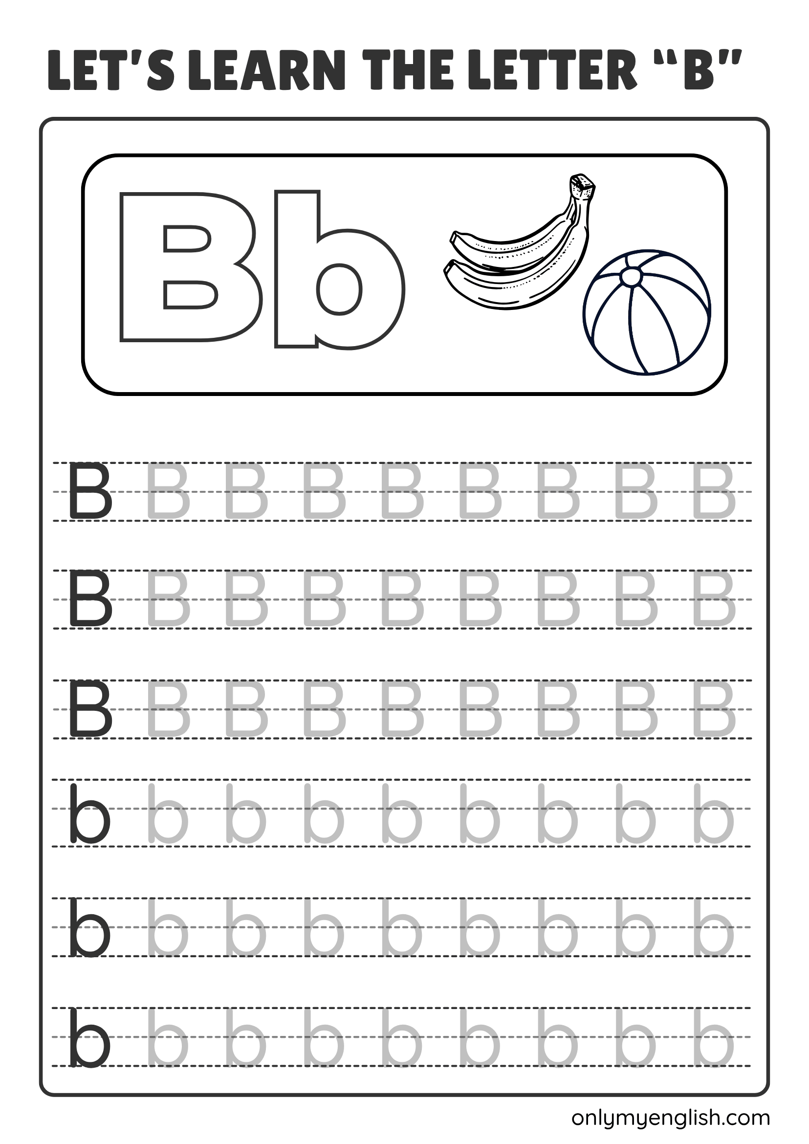 tracing letter b worksheets