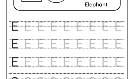 tracing letter e worksheet