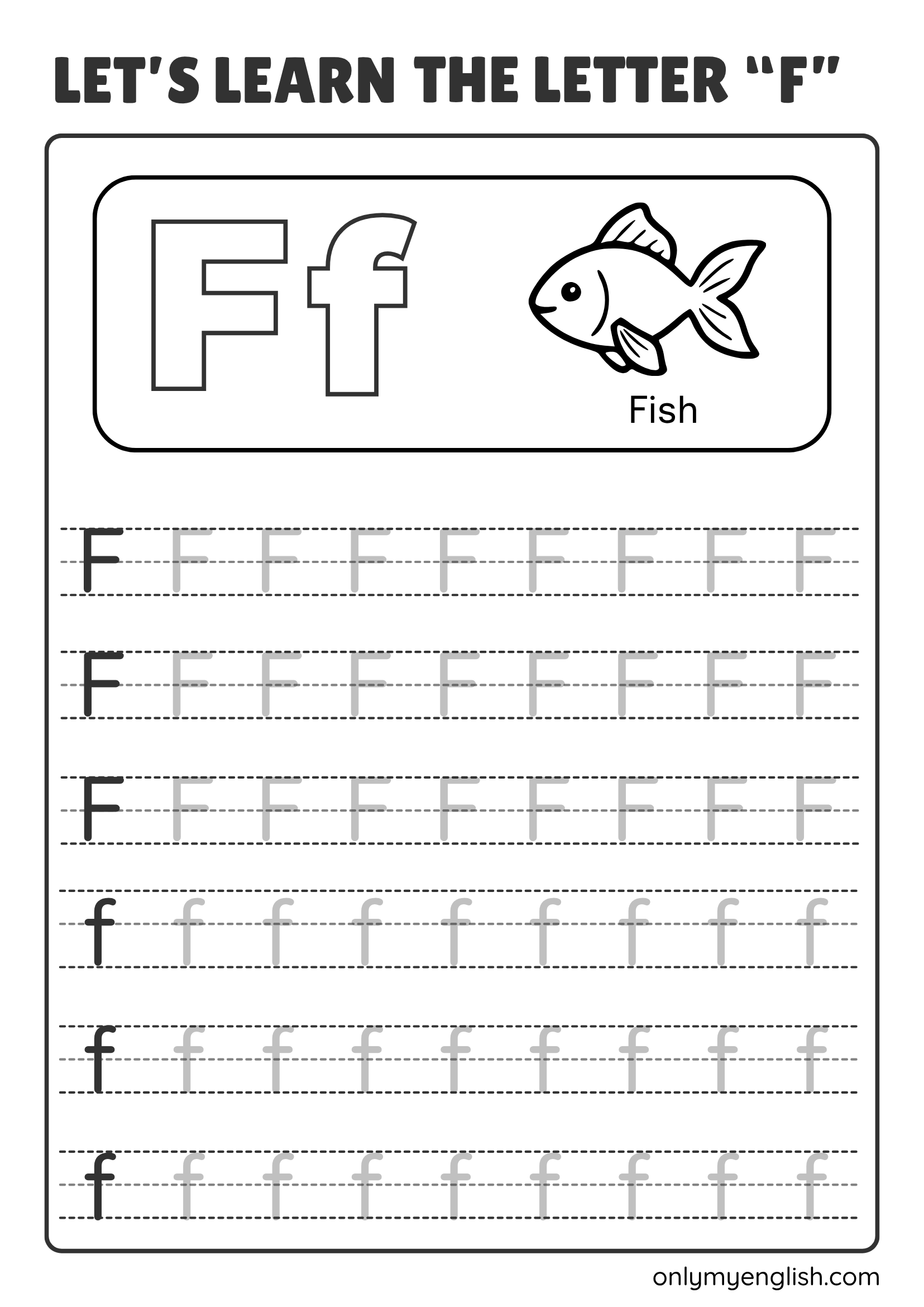 tracing letter f worksheet