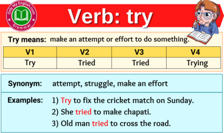 try verb forms v1 v2 v3 past tense and past participle