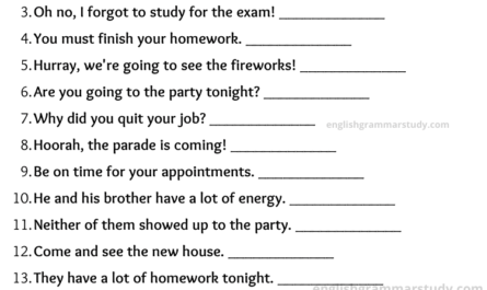 types of sentences worksheet