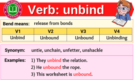 unbind verb forms v1 v2 v3 past tense and past participle