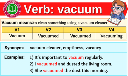 vacuum verb forms v1 v2 v3 past tense and past participle