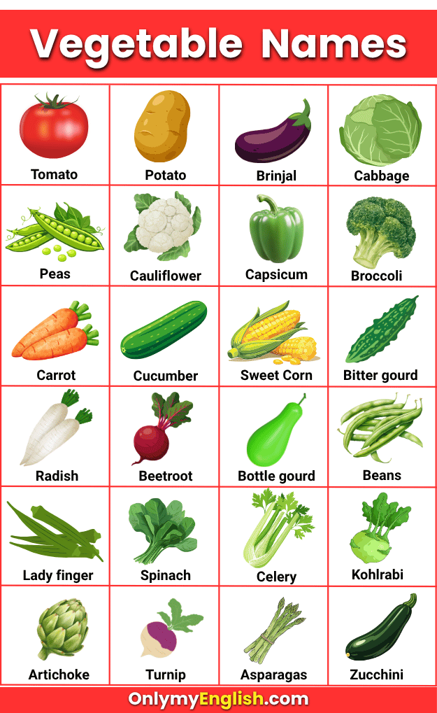 vegetable names in english