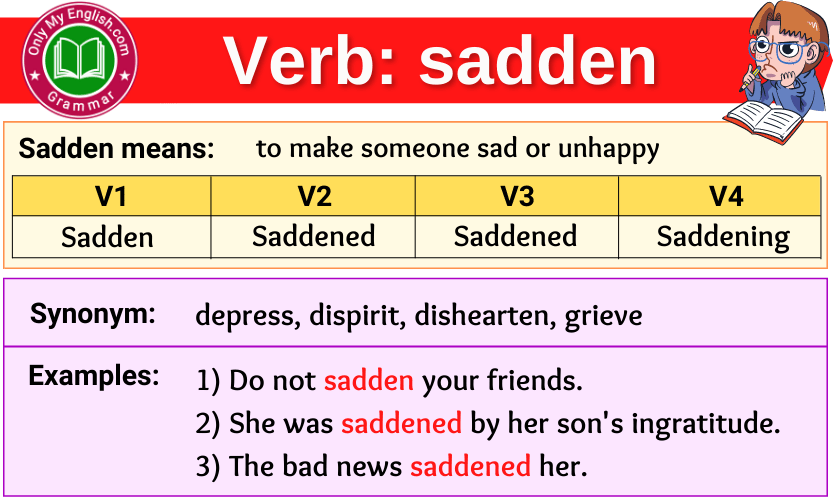 What Is A Past Tense Of Sadden