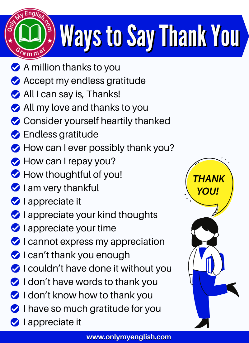 100+ Different Ways To Say "Thank You" » Onlymyenglish.com