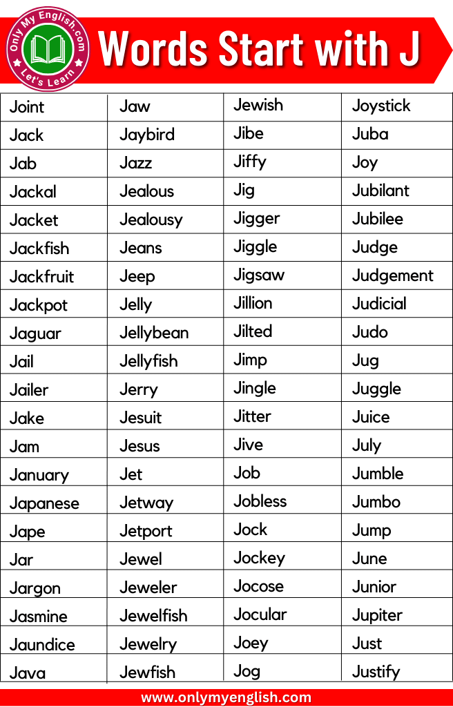 300 Words That Start With J Words Starting With J