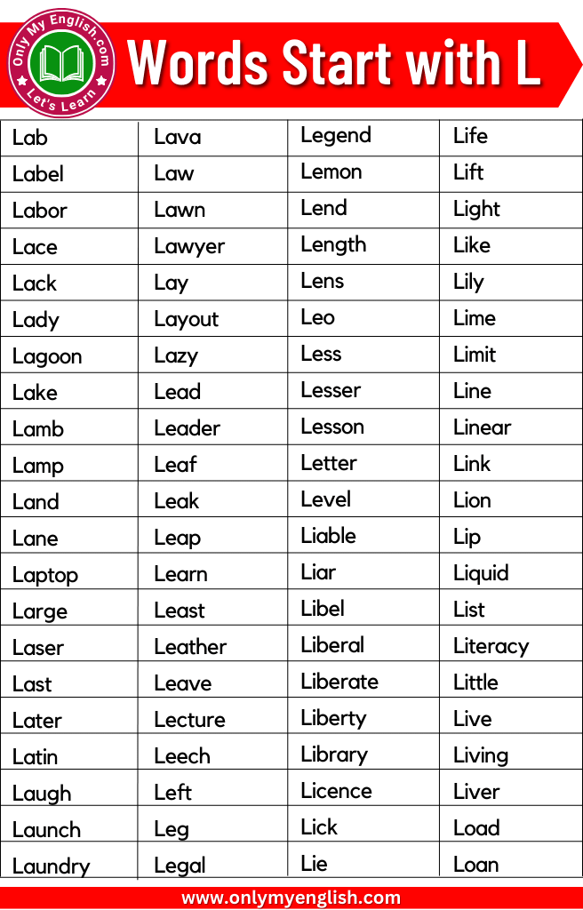 300 Words That Start With L Words Starting With L 