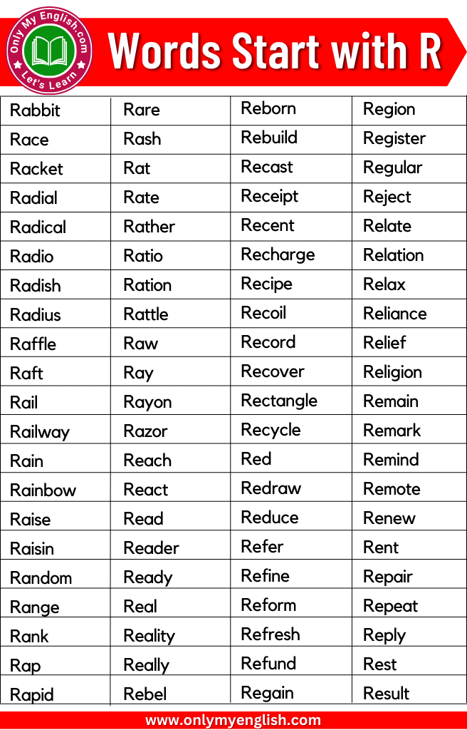 300 Words That Start With R Words Starting With R