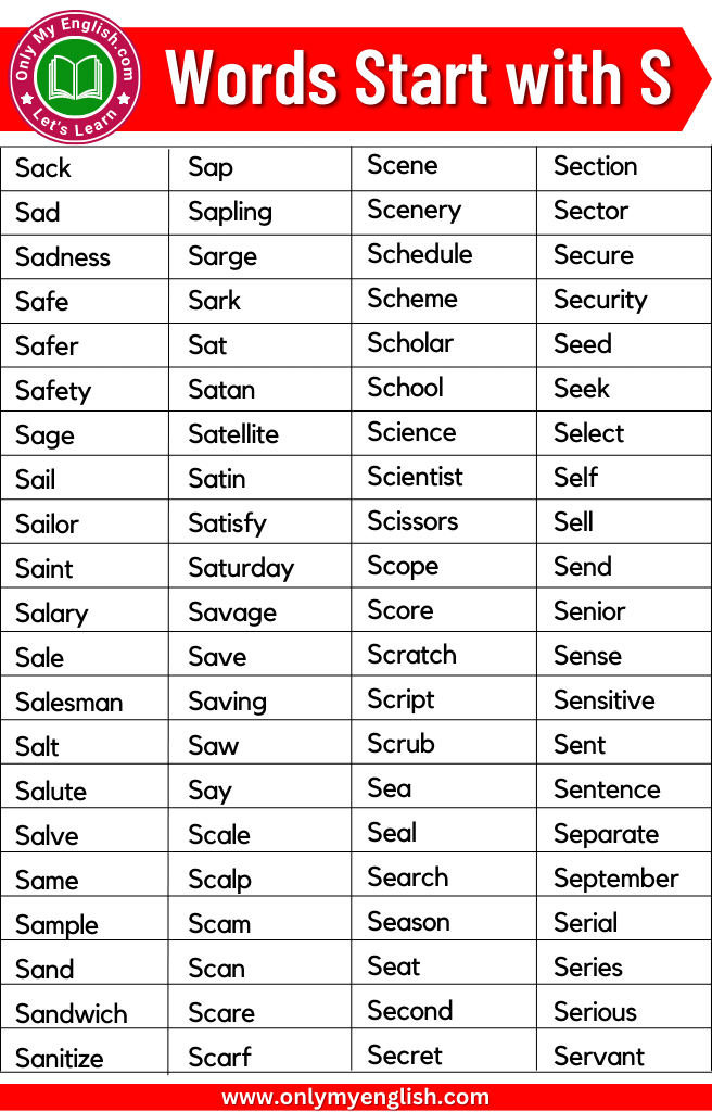 300 Words That Start With S Words Starting With S