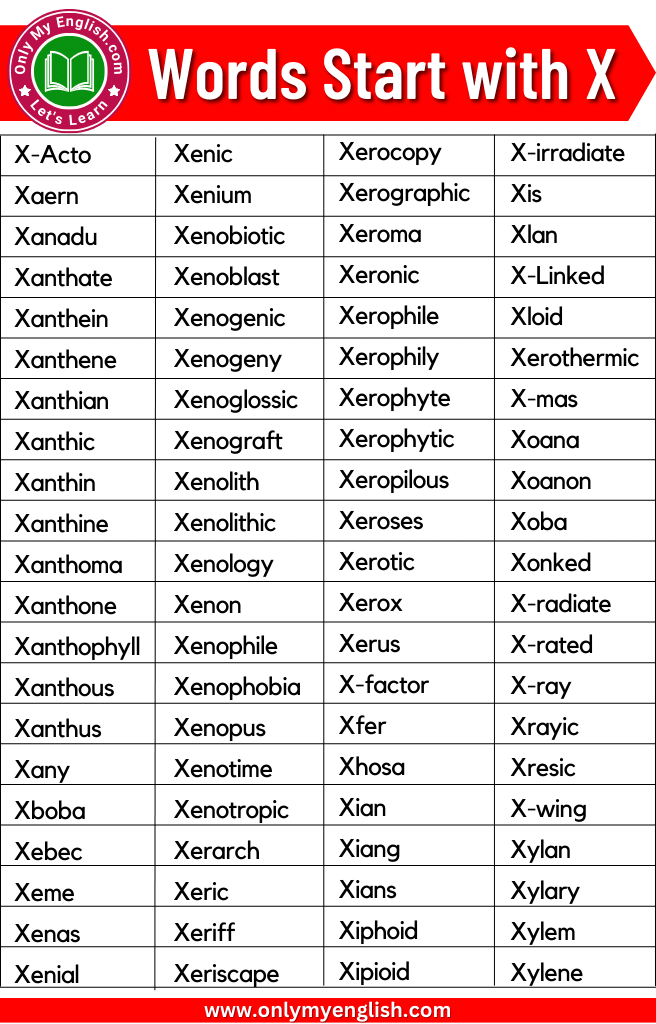 travel words beginning with x