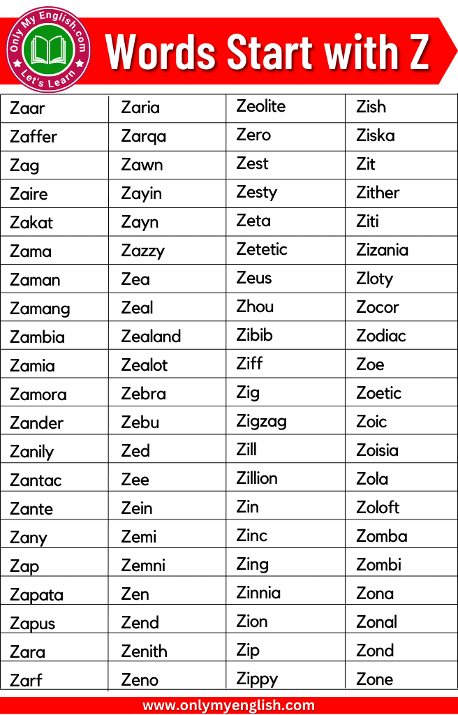 Words That Start With Z 