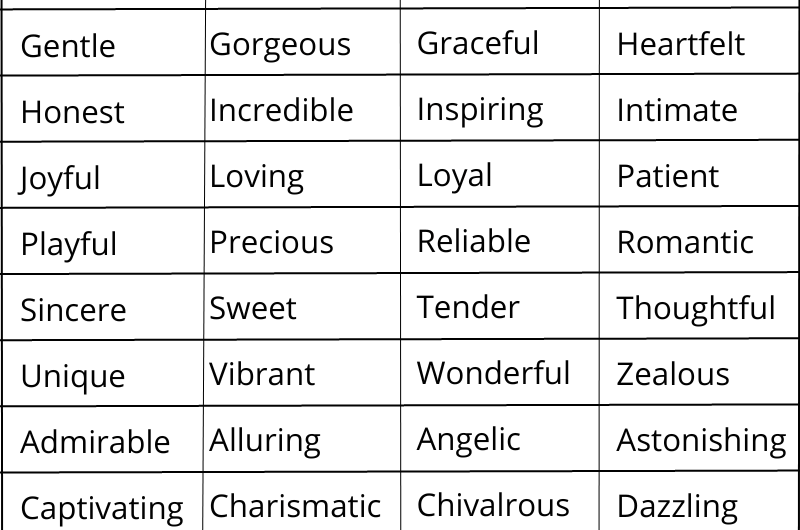 Words to Describe Someone You Love